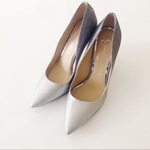 Jessica Simpson Silver Metallic Glitter Heels